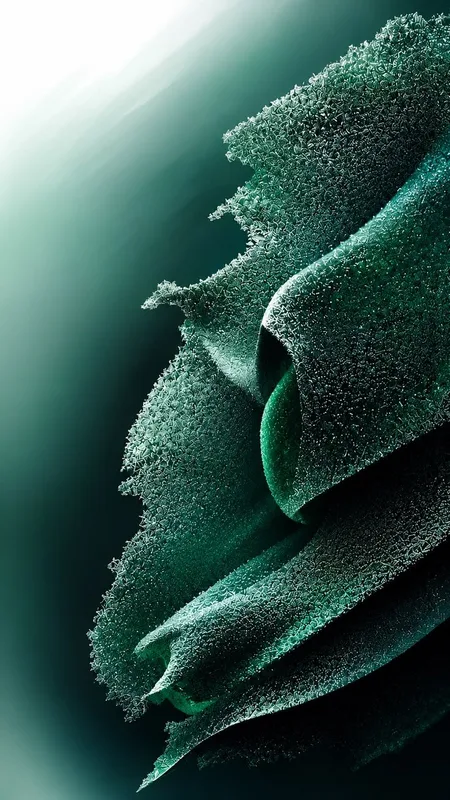 Textured Green Fabric with Dew Drops
