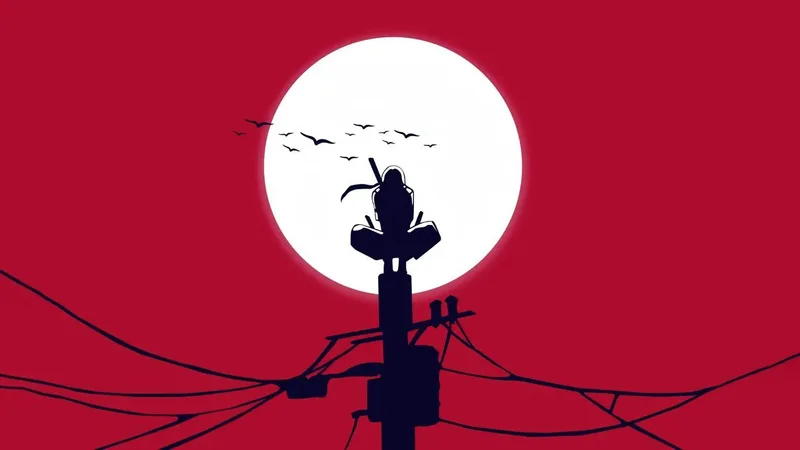 Minimalist Itachi Full Moon Background – Anime PC Wallpaper HD