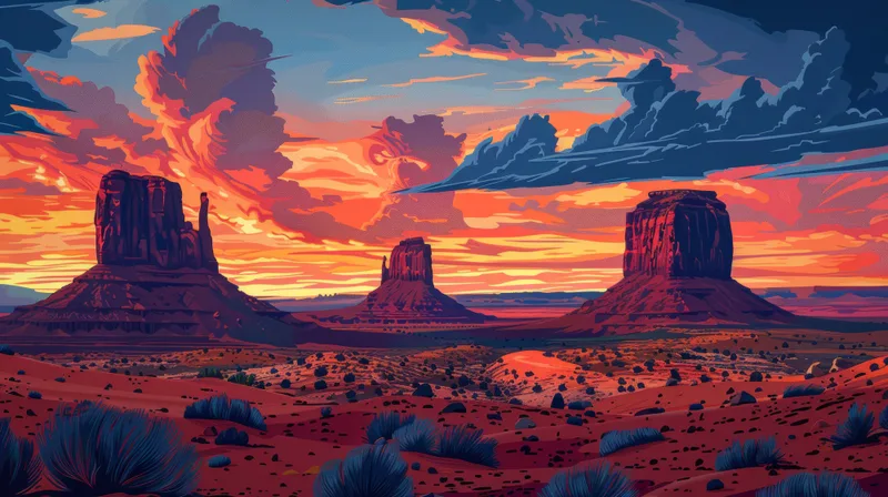 Epic Arizona Desert Buttes Graphic Art – Aesthetic Desktop Background