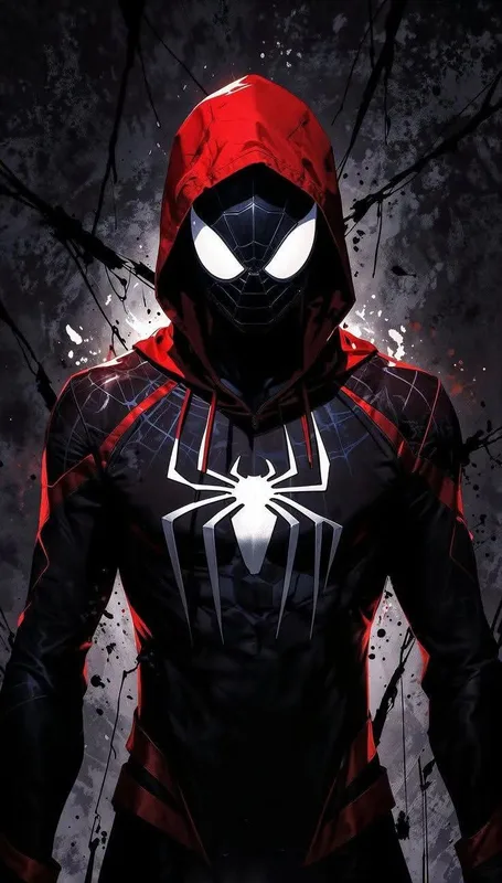 Miles Morales Splatter Art Dark Style – High Resolution Smartphone Wallpaper