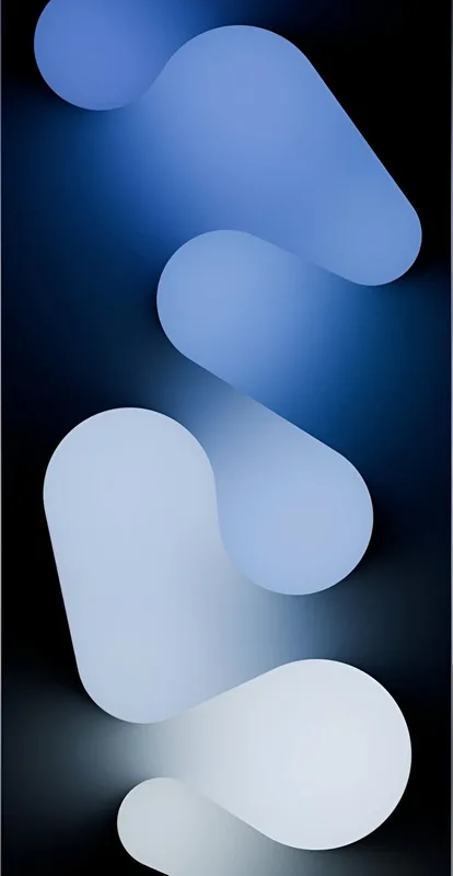 Abstract Blue and White Shapes on a Dark Background