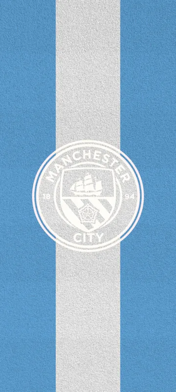 Aesthetic Manchester City Crest – Sky Blue and White Stripe Mobile Background HD