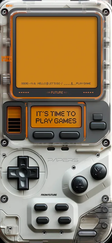 Retro Gaming Console with Orange Screen and Controls