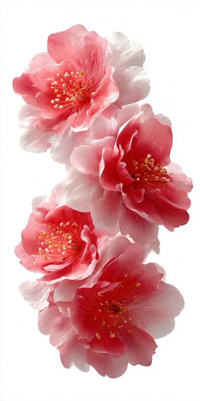 Elegant Pink Camellia Flowers Isolation – High Resolution Smartphone Wallpaper