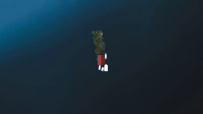 Tiny Floating Dock House in the Middle of Ocean – Clean Laptop Wallpaper