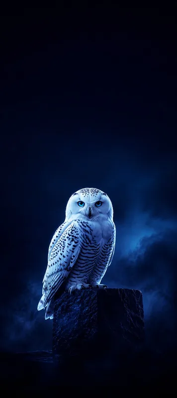 White Owl with Blue Eyes Mobile Background