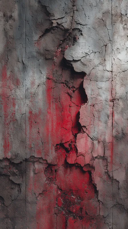 Cracked Wall with Red and Gray Texture