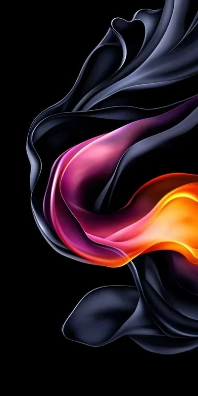 Flowing Abstract Waves in Shades of Black and Orange