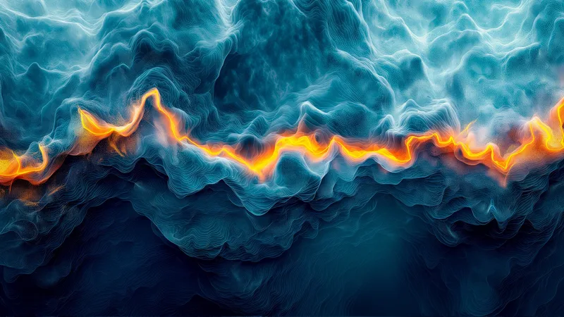 Abstract Waves with Fiery Orange Highlights