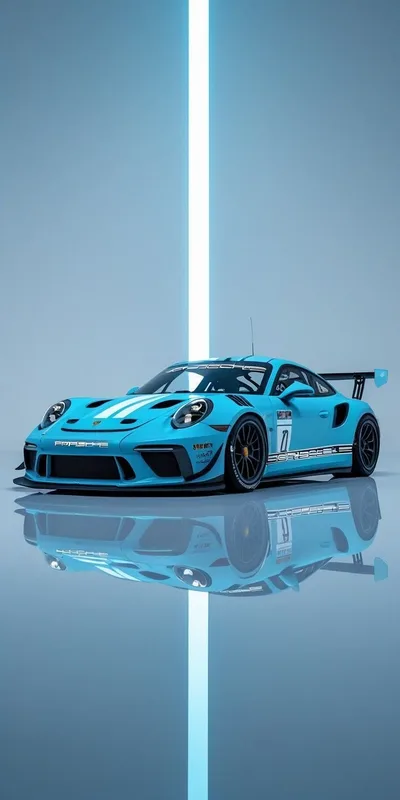 Porsche Blue Sports Car