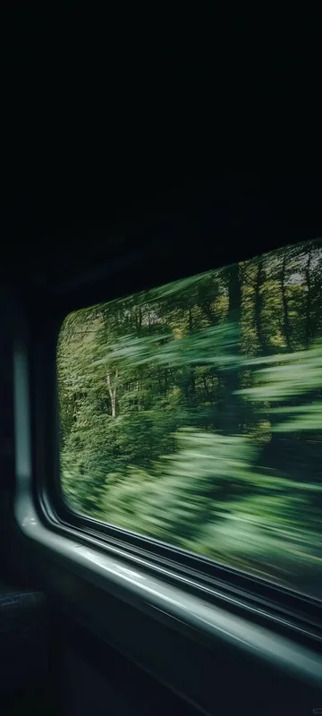 Moody Train Journey Green Forest Motion Blur Mobile Background