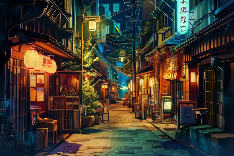 Anime Style Tokyo Street at Night – Aesthetic Lo-fi PC Wallpaper HD