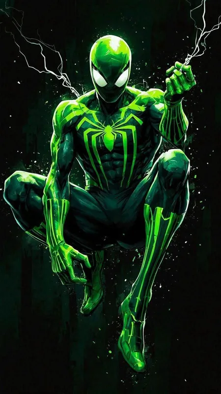 Aesthetic Green Spider-Man Dark Comic Art – Mobile Background HD