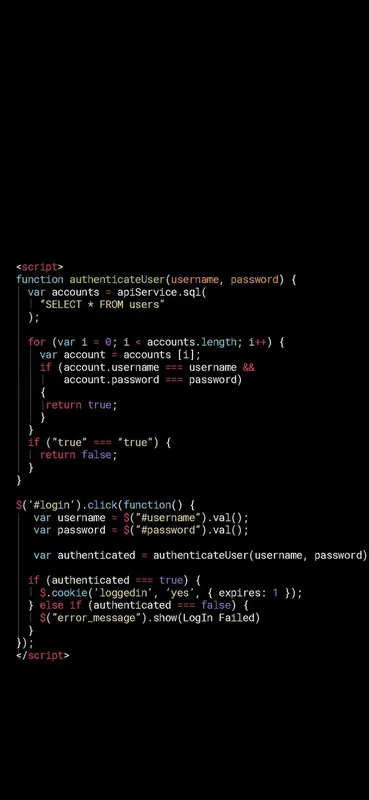 Code Snippet for User Authentication in JavaScript