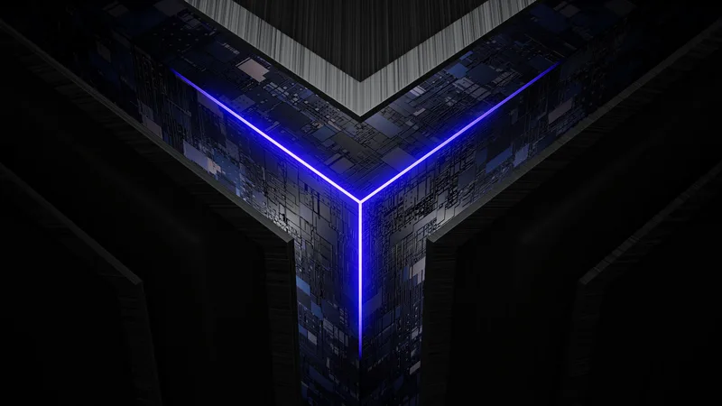 Neon Blue Tech Cube Background – Abstract Sci-Fi Gaming PC Wallpaper HD