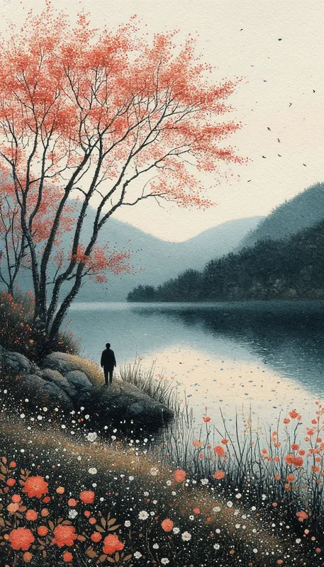 Lake and Man Mobile Wallpaper