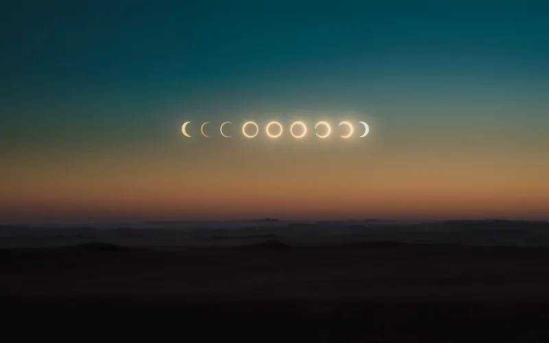 Majestic Eclipse Sequence in the Desert – Cinematic High Resolution Desktop Background