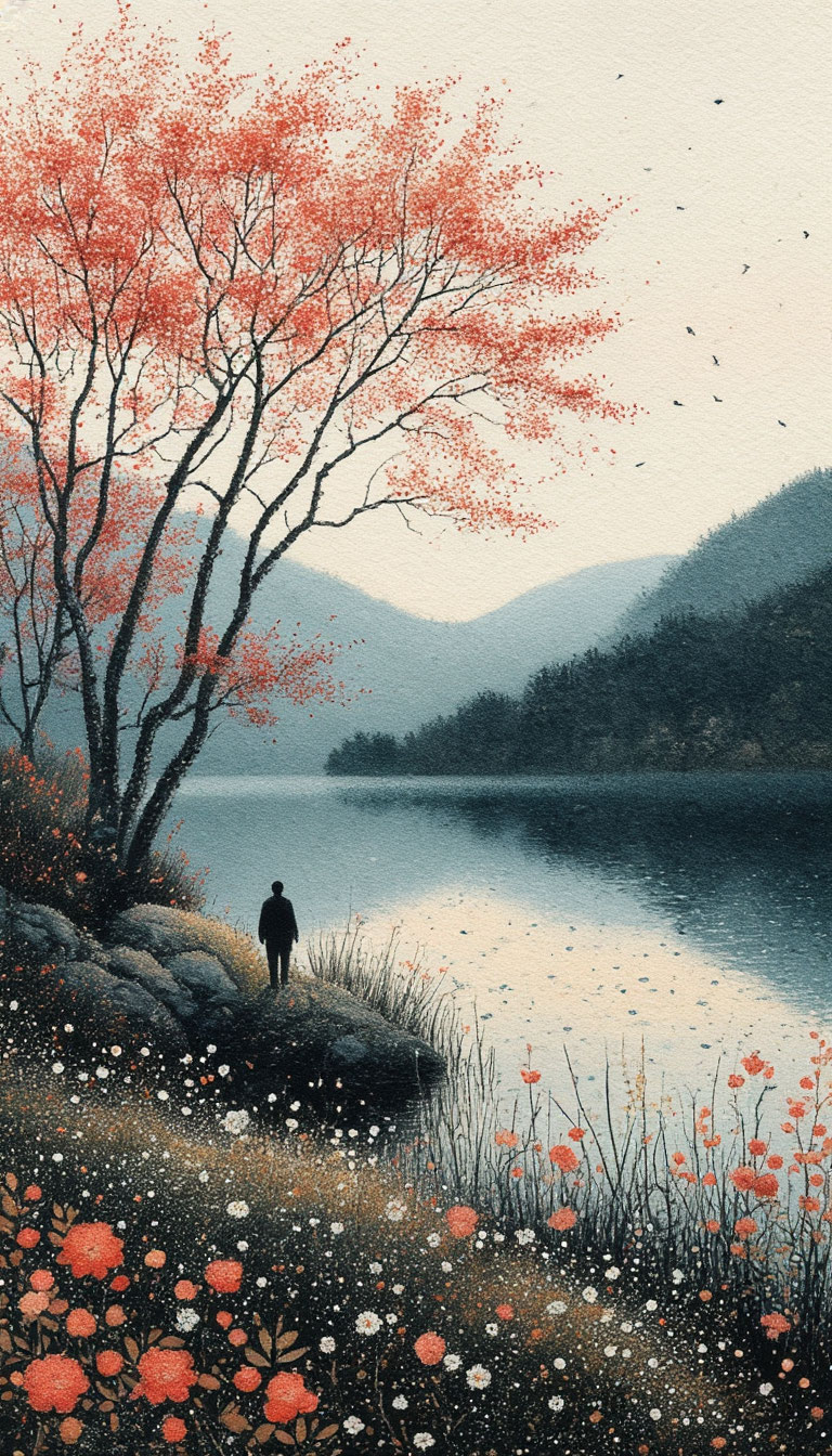 Lake and Man Mobile Wallpaper