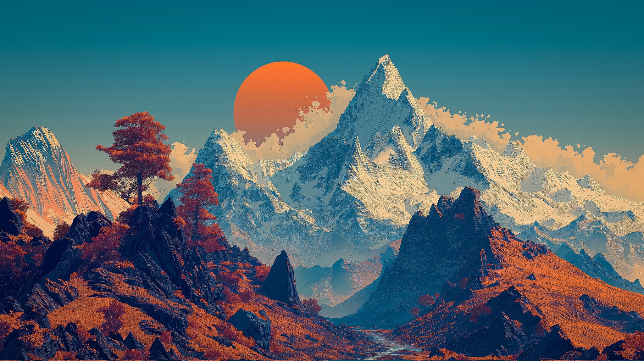Paint Mountain Desktop Wallpaper