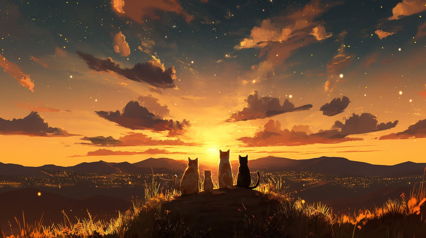 Cats and Sunset