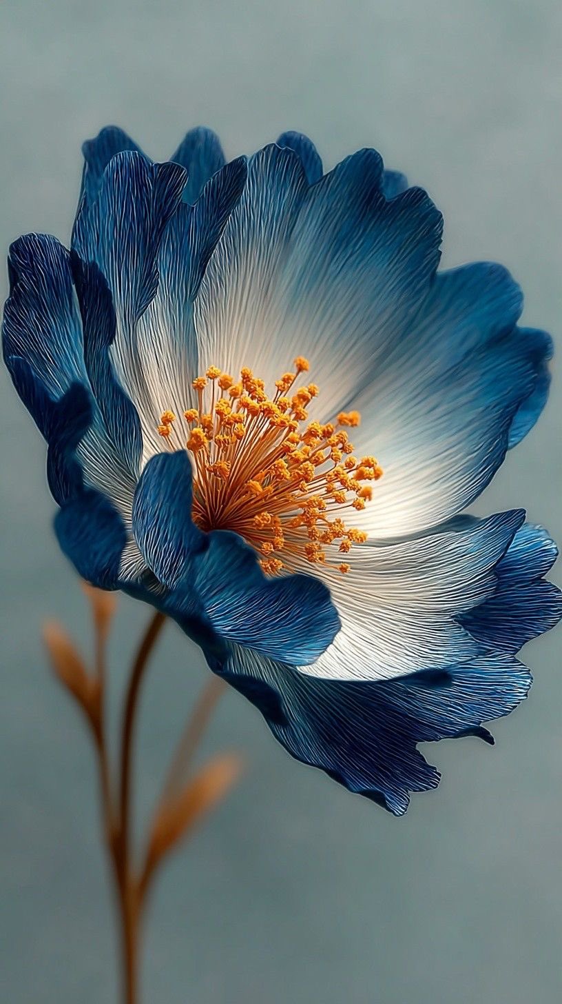 Blue Amber Flower Wallpaper