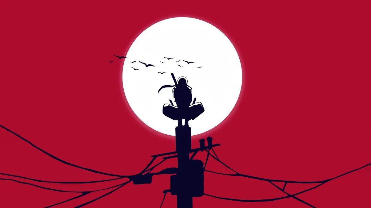 Minimalist Itachi Full Moon Background – Anime PC Wallpaper HD