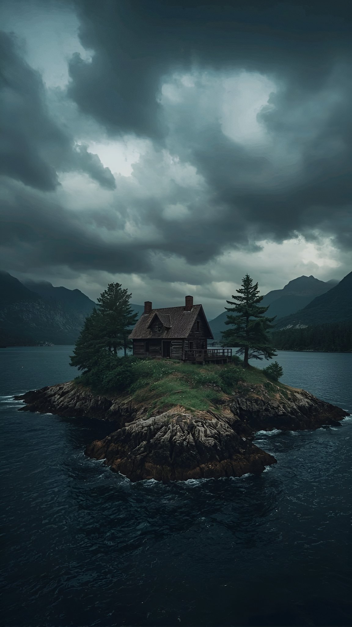 Cinematic Lonely Island Cottage Background for Android & iOS 4K