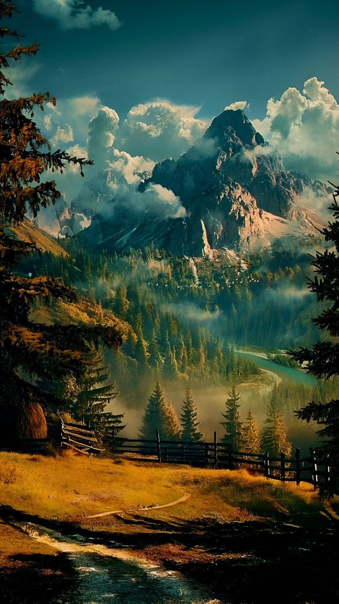 Scenic Mountain Meadow and Countryside Fence – High Resolution Lock Screen Background