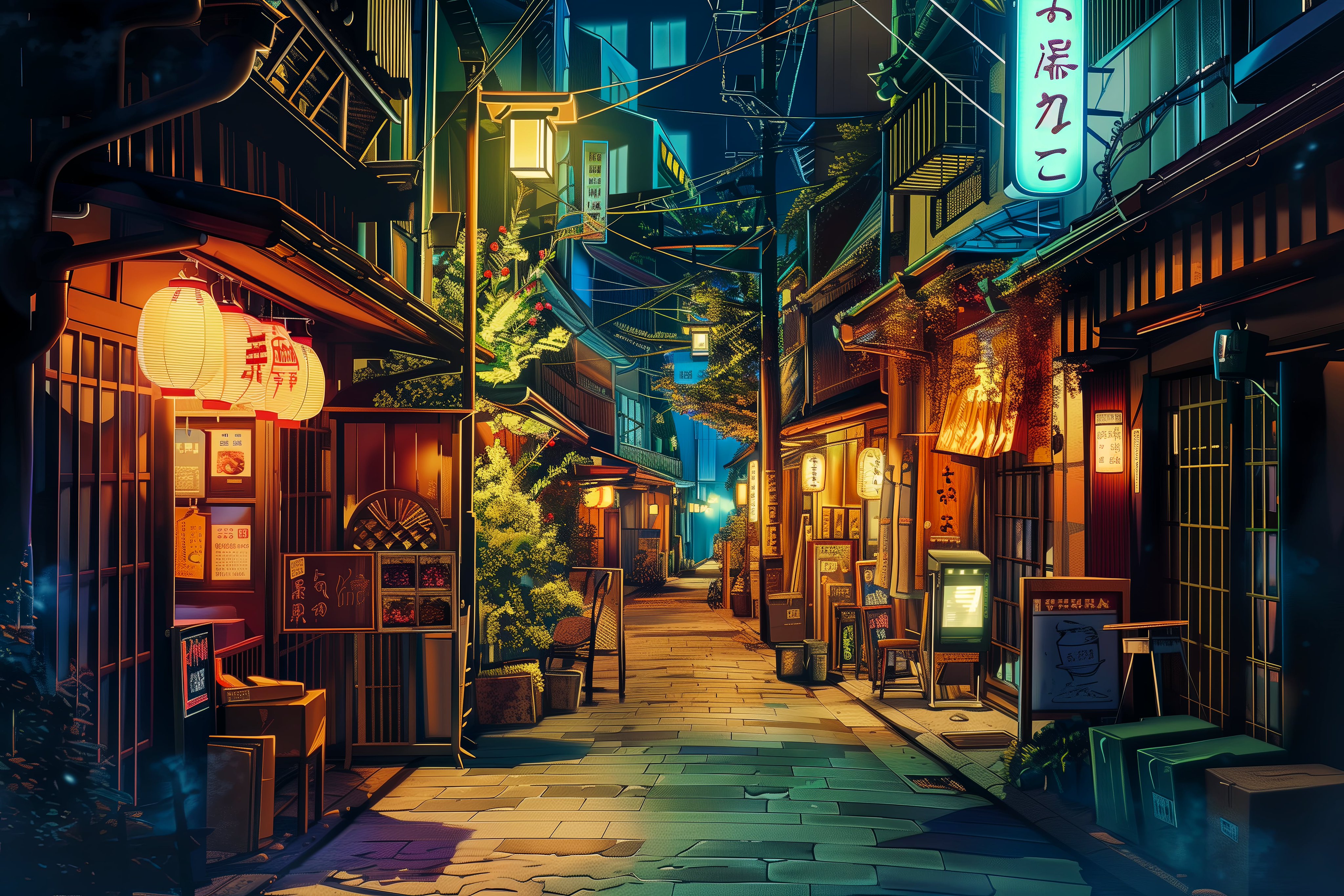 Anime Style Tokyo Street at Night – Aesthetic Lo-fi PC Wallpaper HD