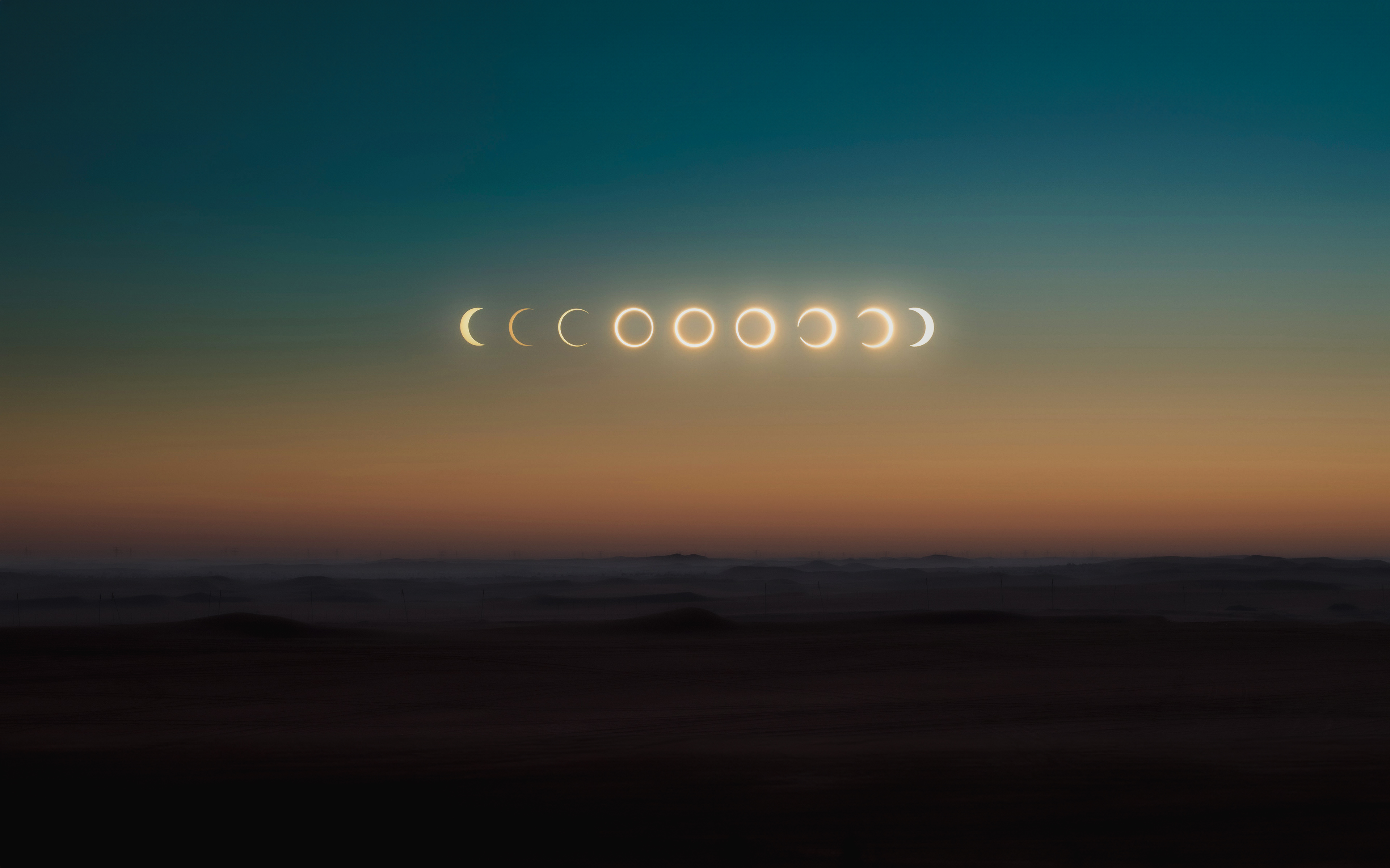 Majestic Eclipse Sequence in the Desert – Cinematic High Resolution Desktop Background