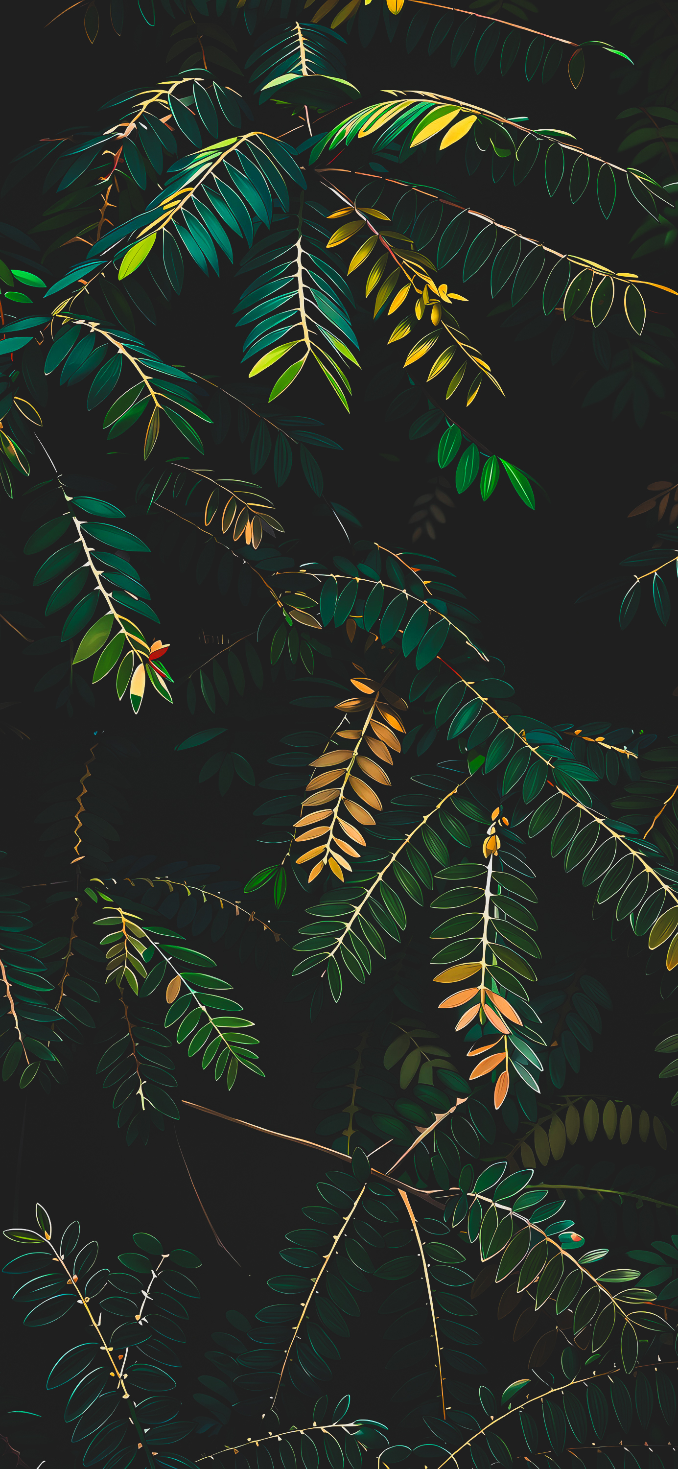 Moody Autumn and Summer Leaves Pattern – Clean Smartphone Background Artwork