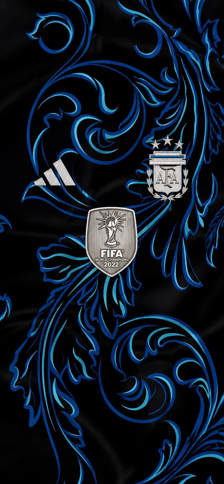 Argentina Black Blue Floral Jersey FIFA World Cup 2026 Phone Wallpaper 4K