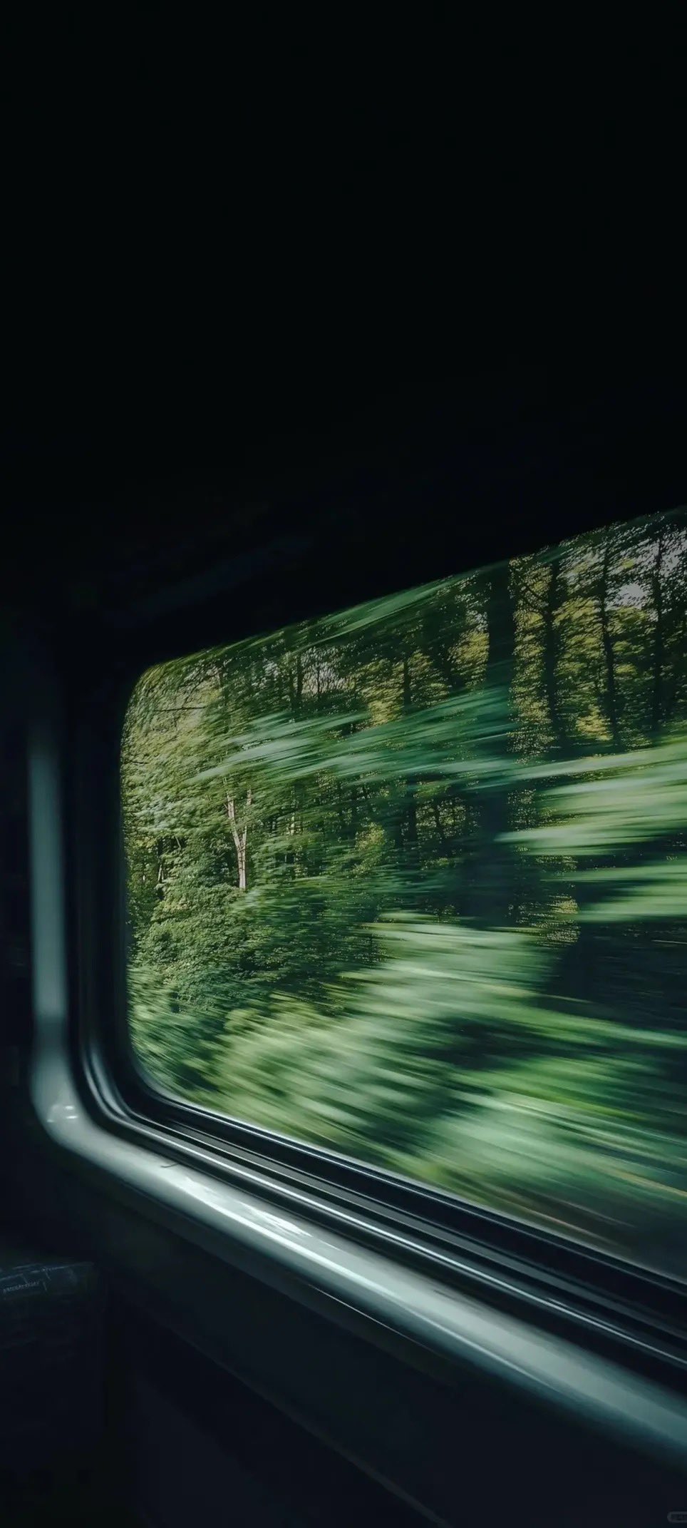 Moody Train Journey Green Forest Motion Blur Mobile Background