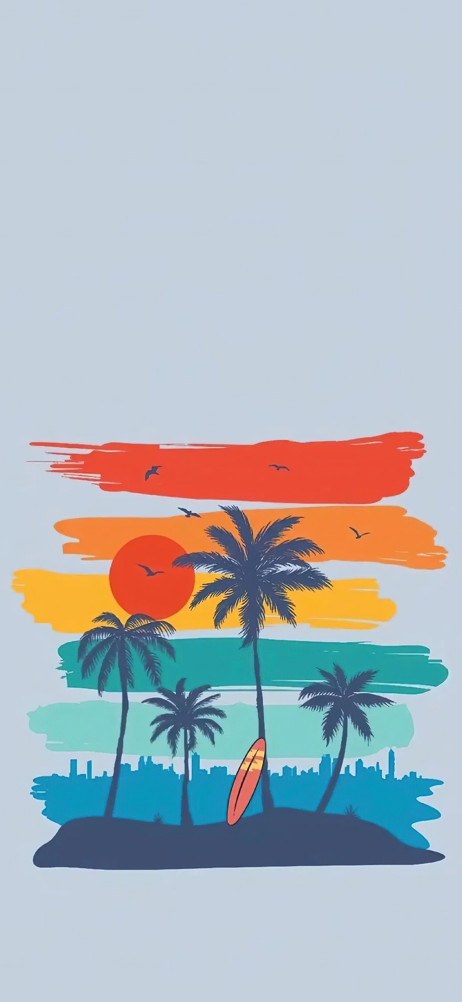 Vintage Surf & Palm Trees Aesthetic Mobile Background
