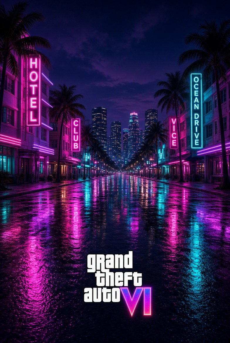 Vibrant Neon Cityscape at Night in GTA 6