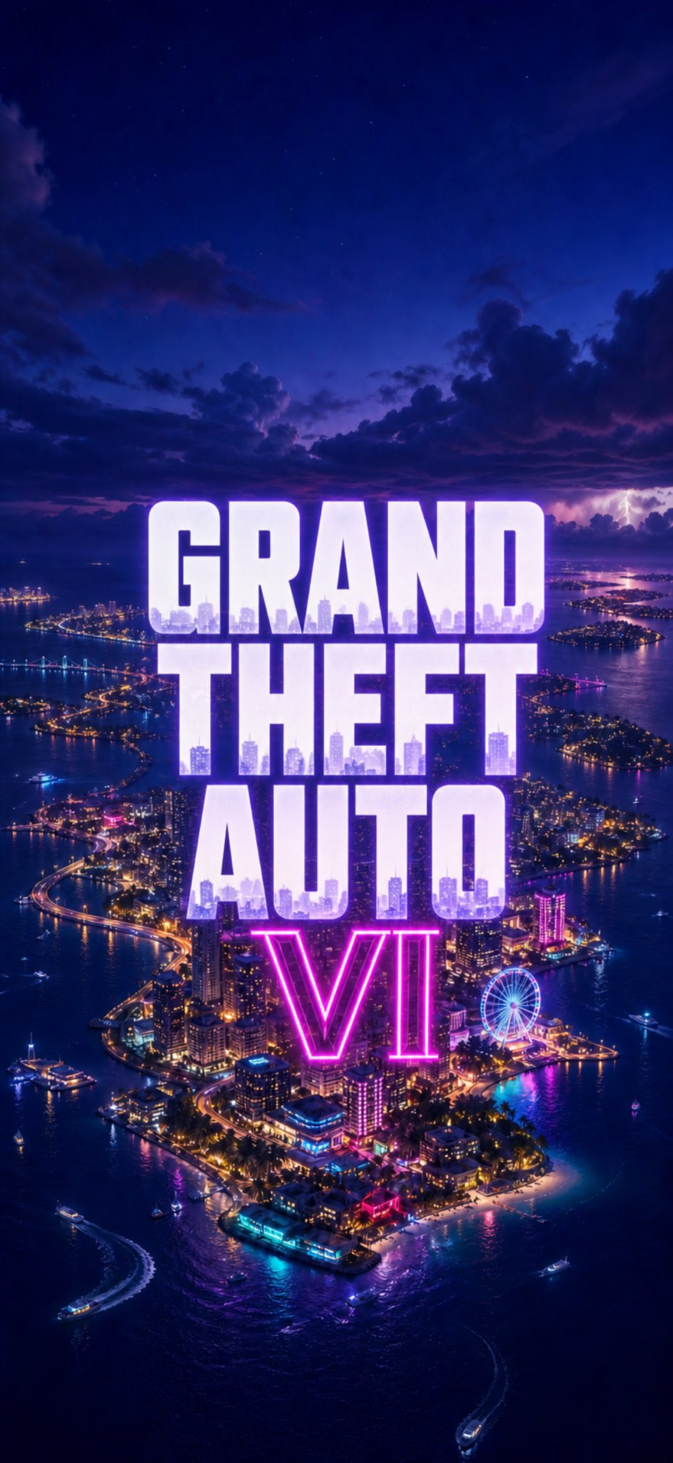 Grand Theft Auto VI Logo Over a Vibrant Cityscape