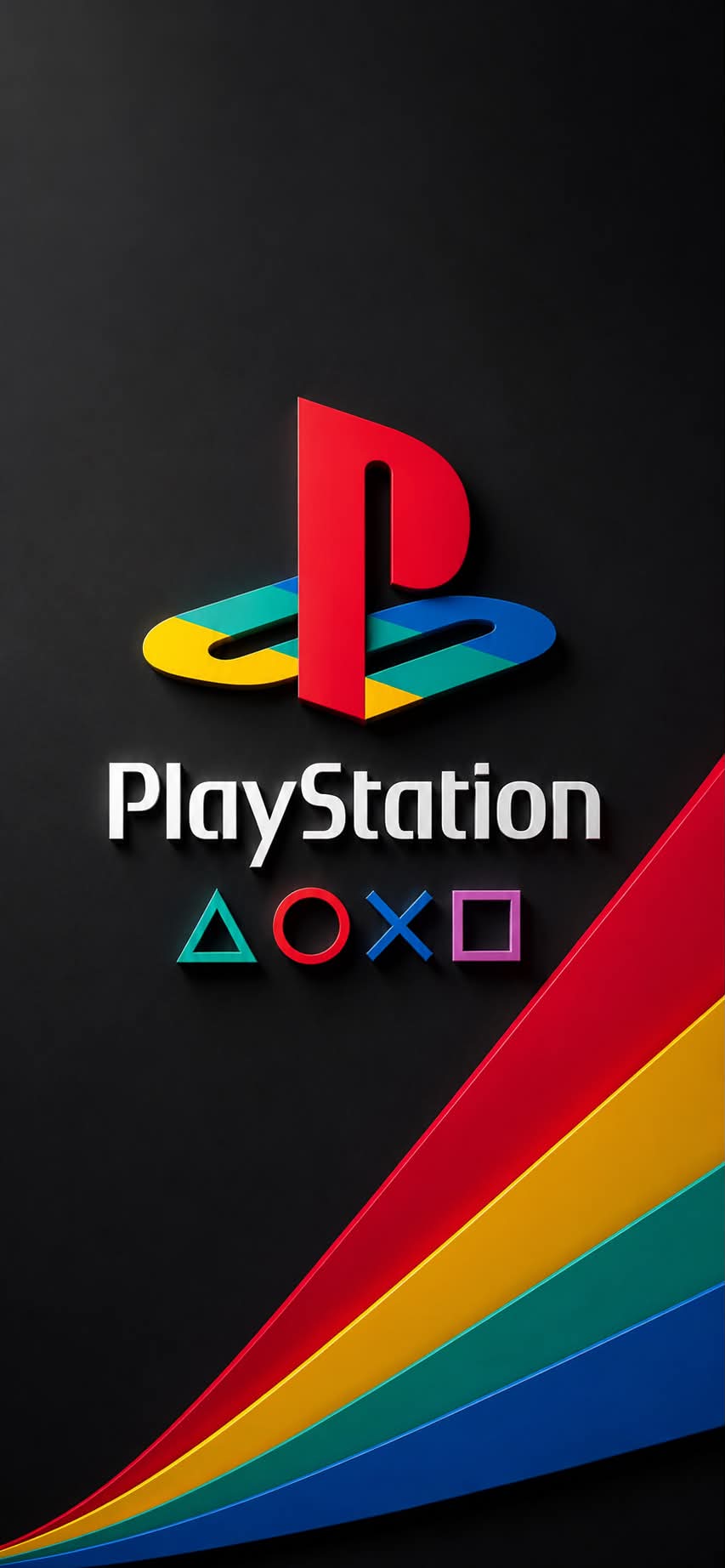 Colorful PlayStation Logo Against a Dark Background