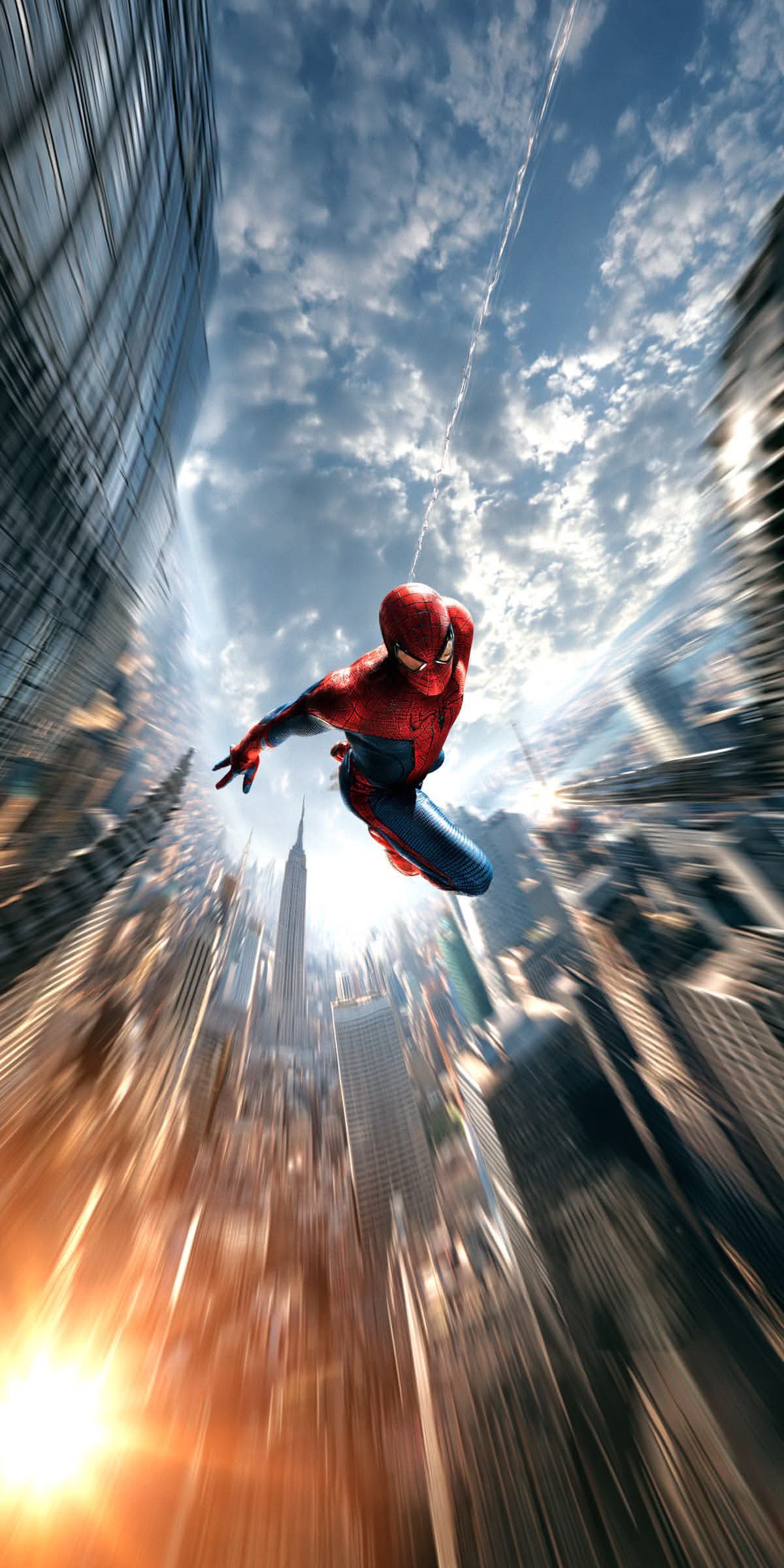 Spider-Man Swinging Through a Cityscape